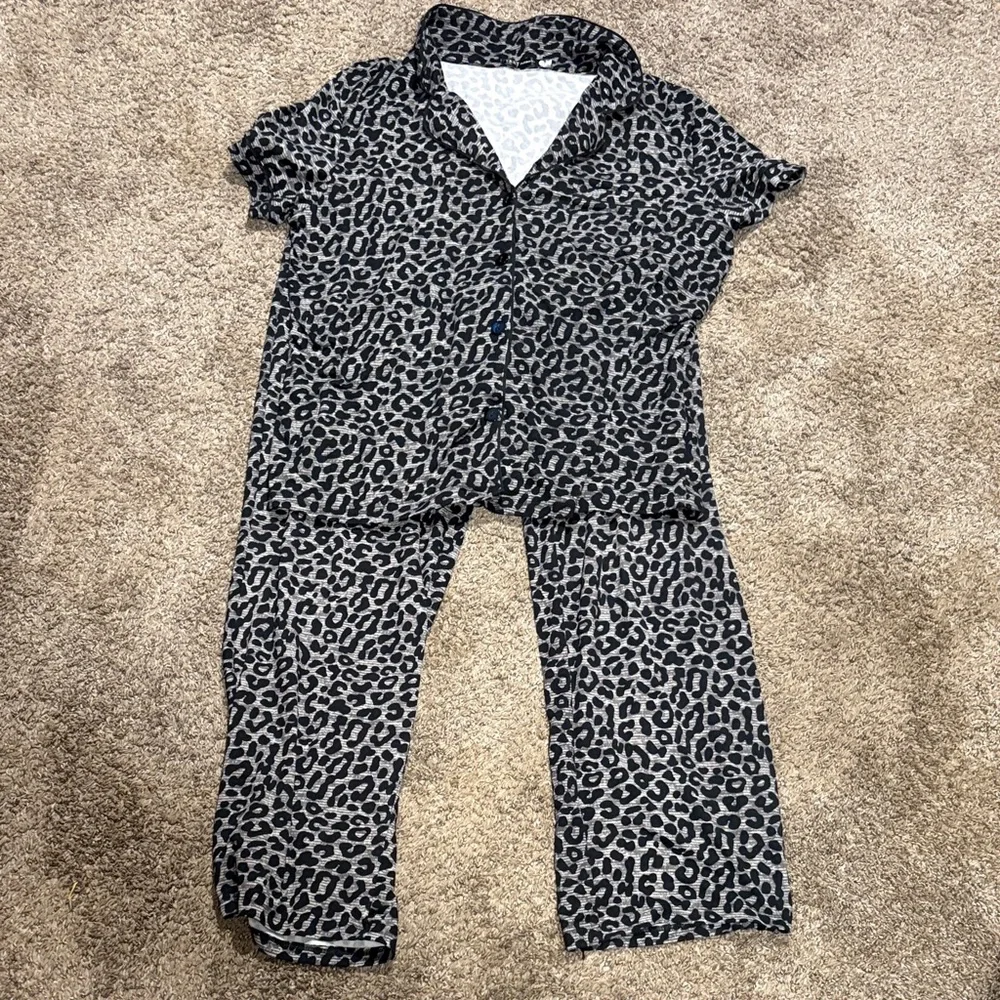Tart Black and Gray Leopard Print Pajama Set - Picture 1 of 4